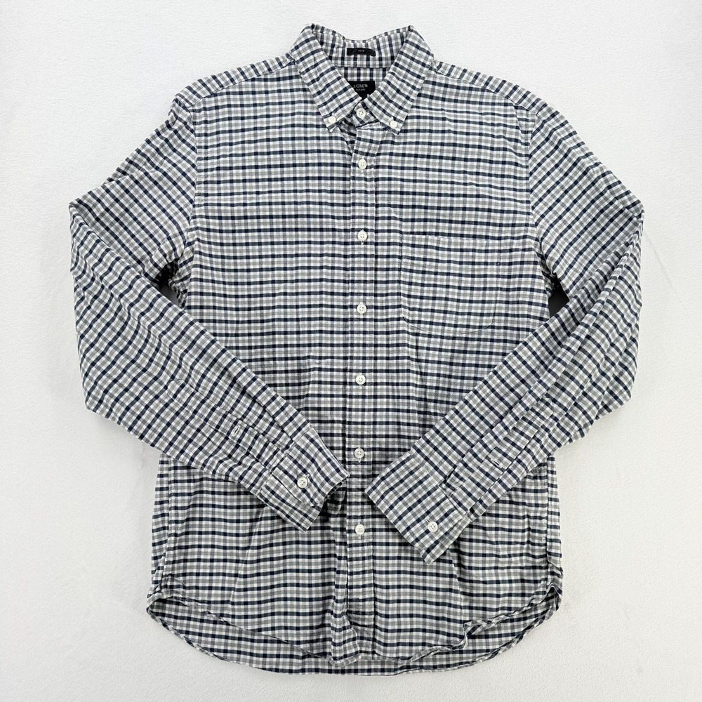 J.Crew Shirt Mens Medium Blue Check Slim Oxford‎ Button Up Long Sleeve Casual
